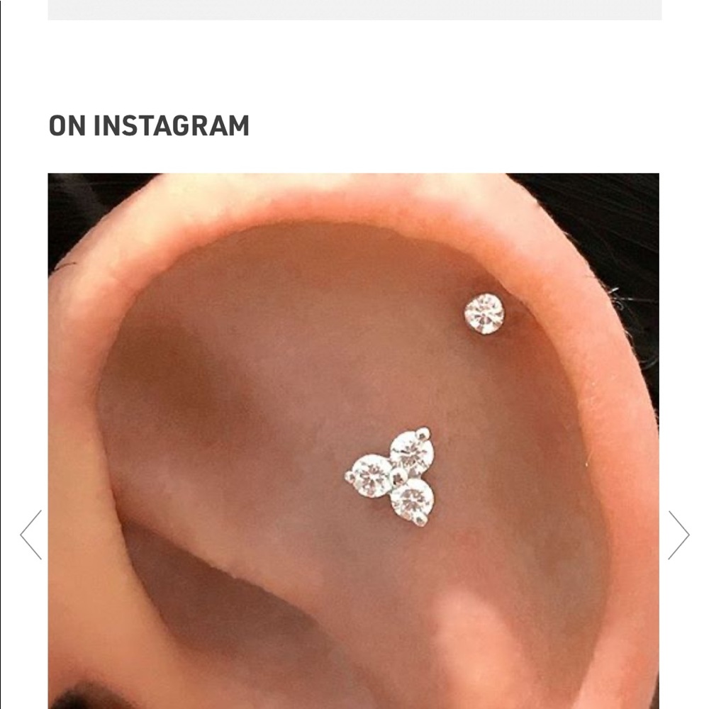 Large Diamond Trinity Threaded Stud Maria tash - Picture 5 of 6